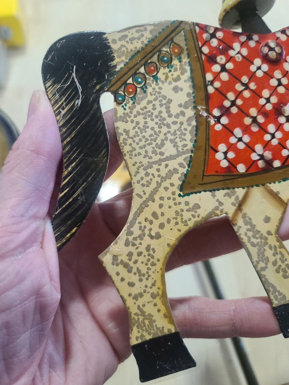 Pier 1 Tall Wrought Iron Hand-Painted Folk Carousel Horse Wall Candle Holders X2 - Picture 11 of 12